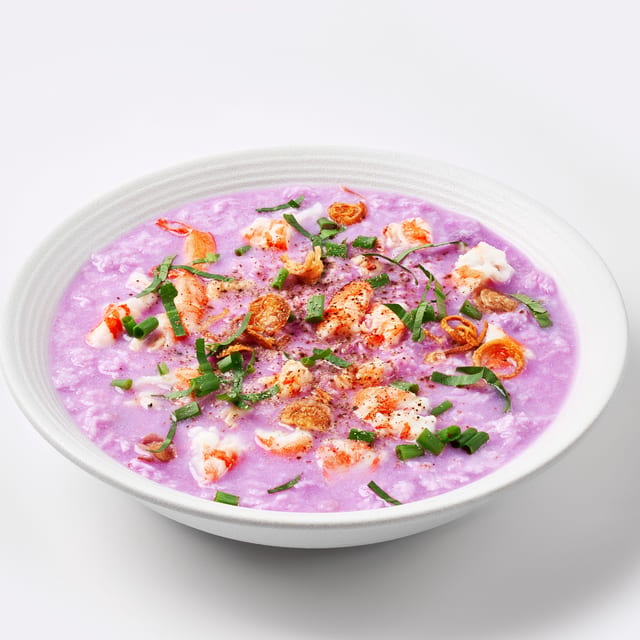 Canh Khoai Mỡ Tôm Bằm – Purple Yam Soup with Minced Shrimp.