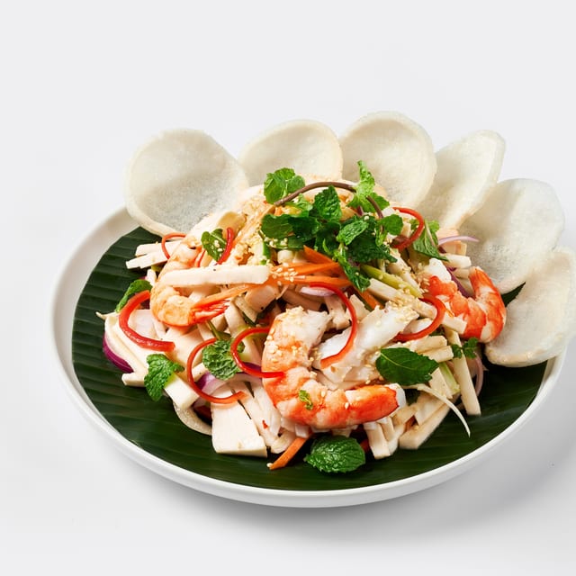 Gỏi Củ Hủ Dừa Tôm Mực - Coconut Heart Salad with Shrimp and Squid.