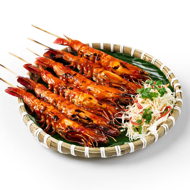 Tôm Nướng Muối Ớt - Grilled Shrimp with Chili Salt.